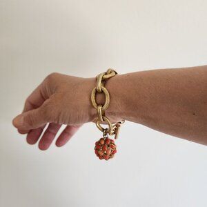 Banana Republic gold with coral bauble bracelet